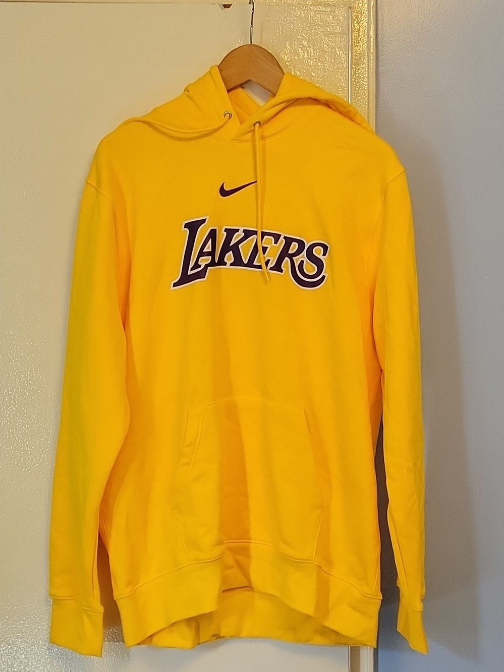 Nike Yellow Lakers Pullover Hoodie with Purple Logo